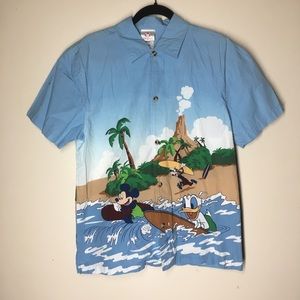 Disney store Mickey Mouse surfing button up shirt